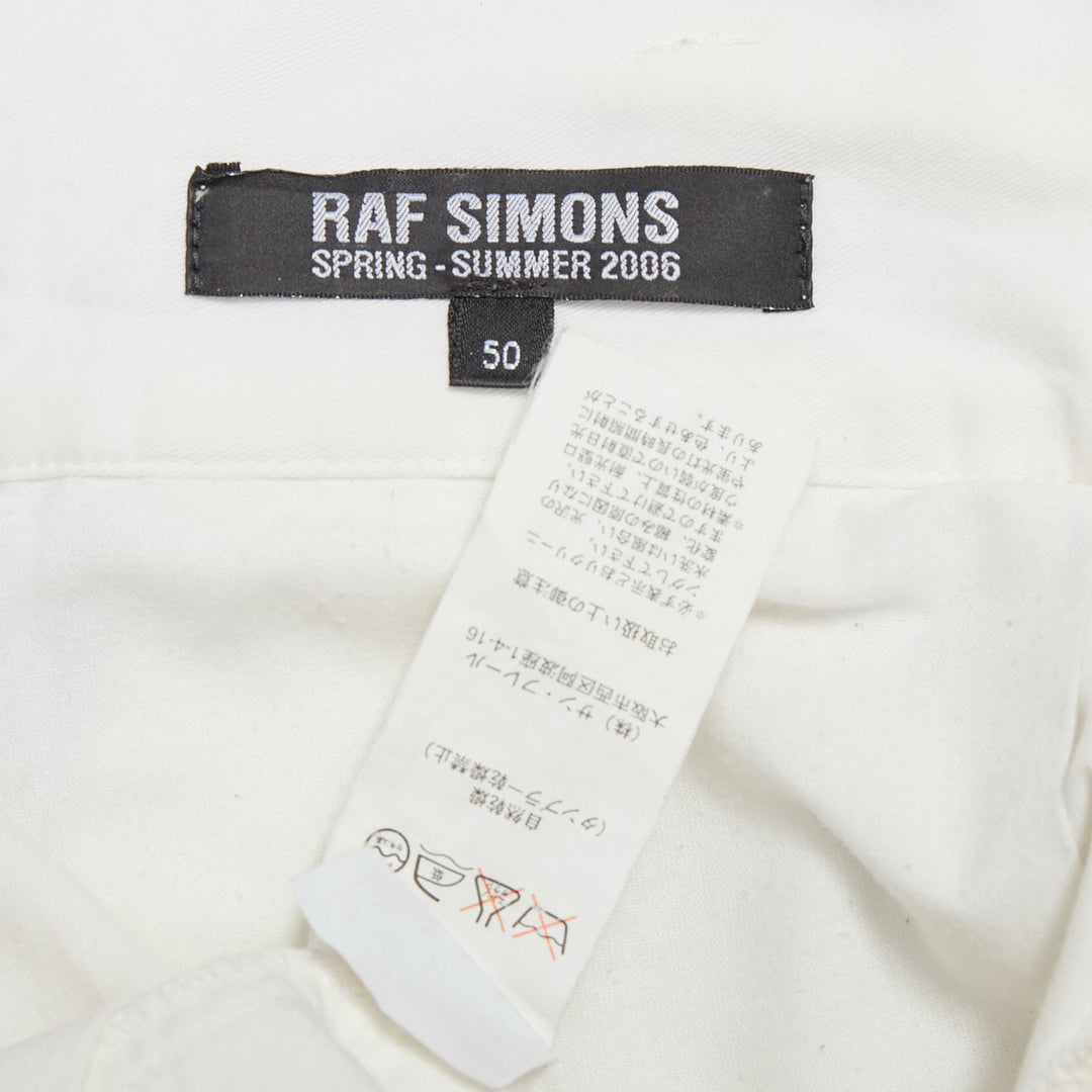 RAF SIMONS 2006 cream cotton high waist pleated front dress shorts EU50 L