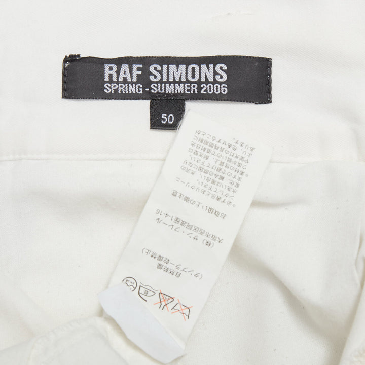 RAF SIMONS 2006 cream cotton high waist pleated front dress shorts EU50 L