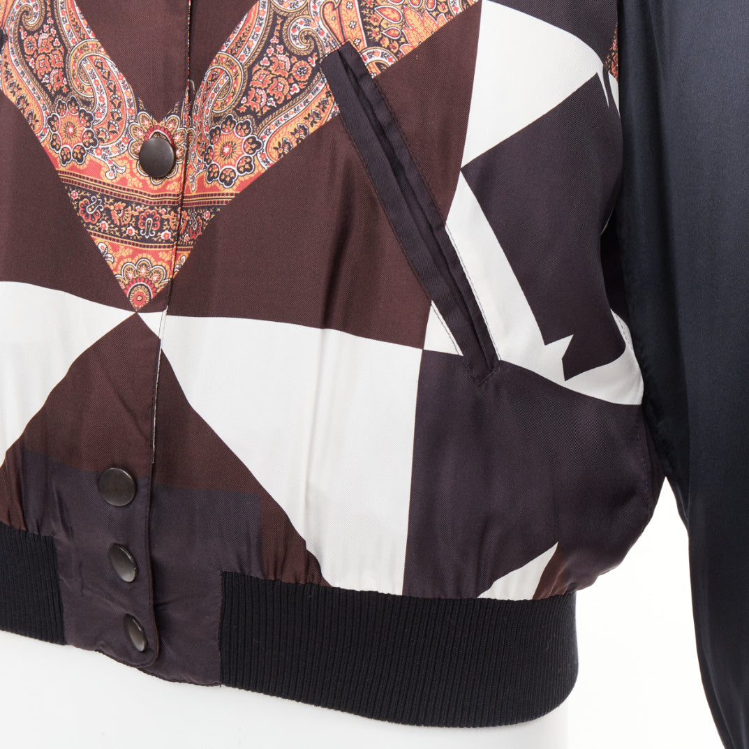 GIVENCHY 2013 silk Teddy black paisley scarf geometric bomber jacket FR38 M