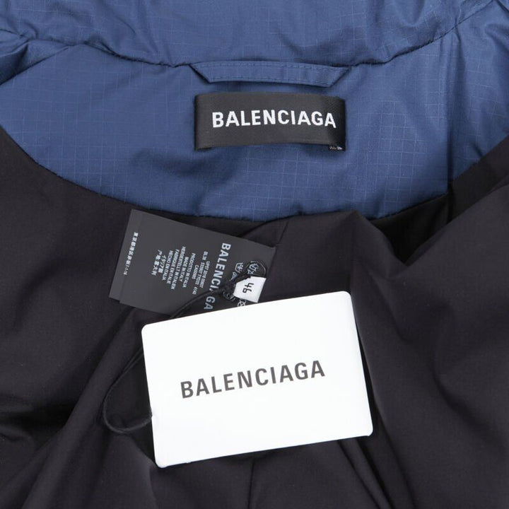 BALENCIAGA 2018 Layering blue grey denim oversized puffer jacket XS