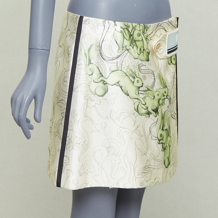 PRADA 2018 Runway James Jean Fairy print rubber tab wrap skirt IT42 M