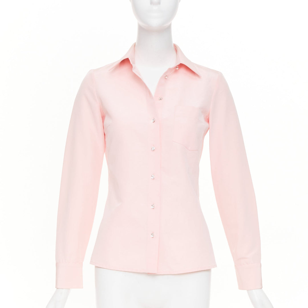 MICHAEL KORS Collection pastel pink silk cotton crystal button down top US0 XS