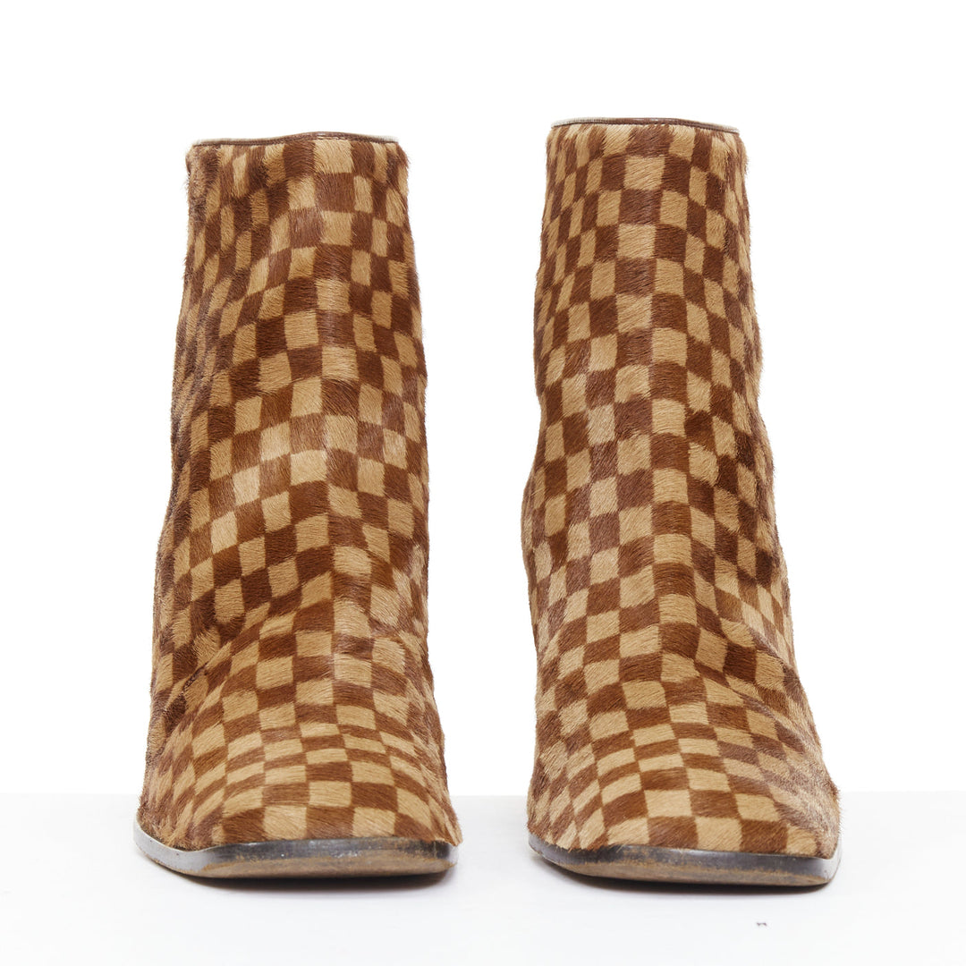 LOUIS VUITTON 1999 Vintage Marc Jacobs Damier Sauvage calfhair ankle boots EU37