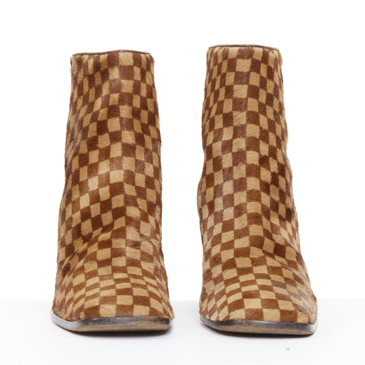 LOUIS VUITTON 1999 Vintage Marc Jacobs Damier Sauvage calfhair ankle boots EU37