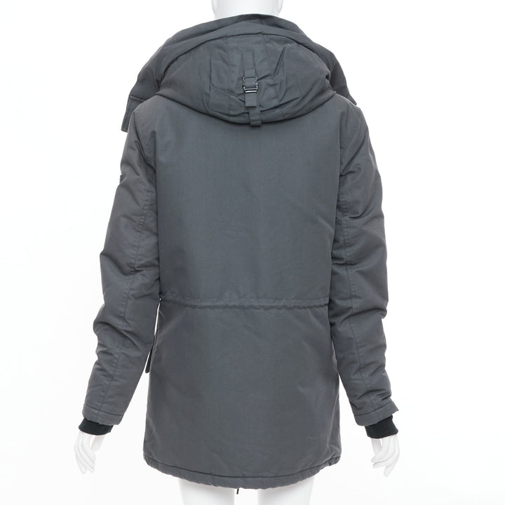 SANDRO Rescue charcoal grey padded technical pocketed hooded utility jacket XS