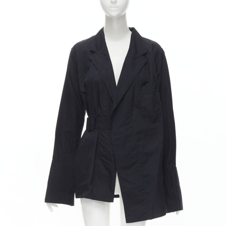COMME DES GARCONS Vintage 1980s black asymmetric belted deconstructed blazer  M