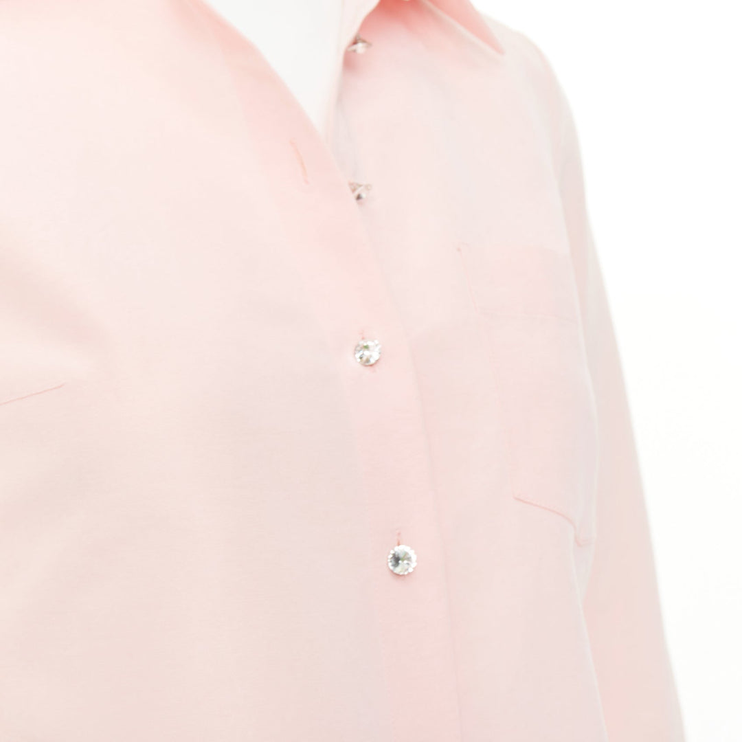 MICHAEL KORS Collection pastel pink silk cotton crystal button down top US0 XS