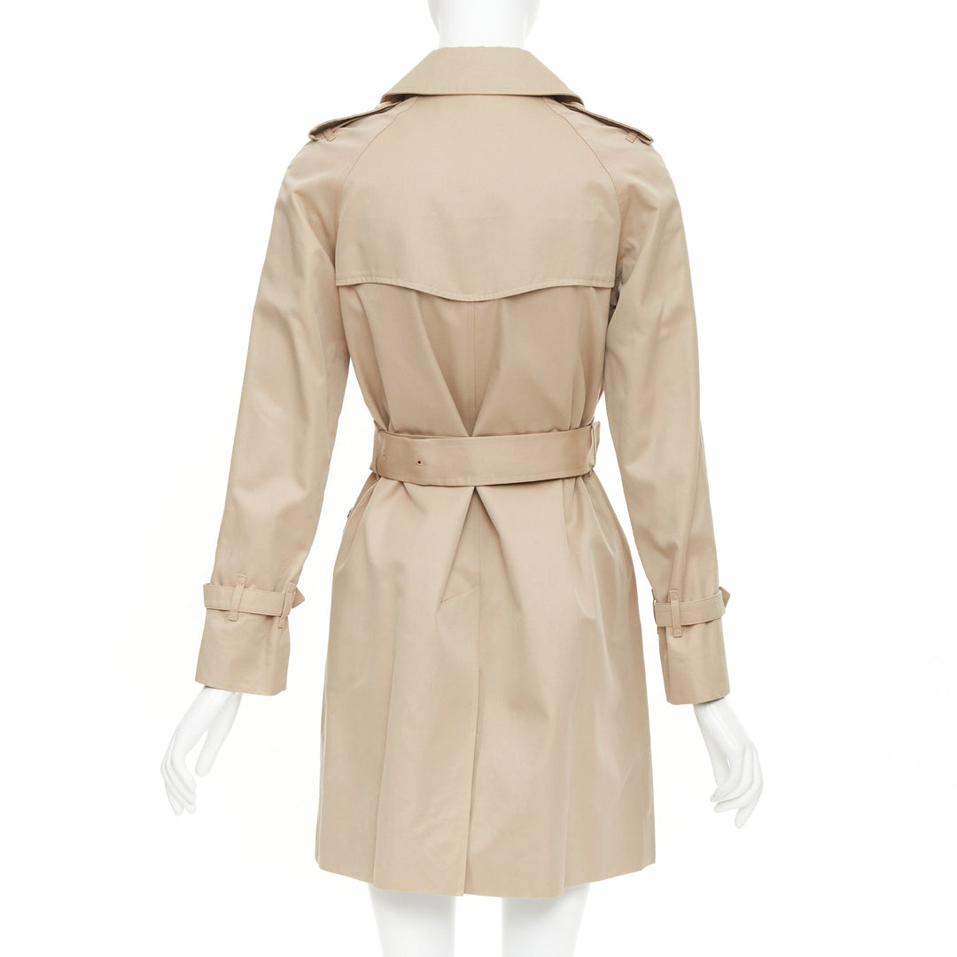 MACKINTOSH beige cotton horn buttons double breasted classic trench FR32 XXS