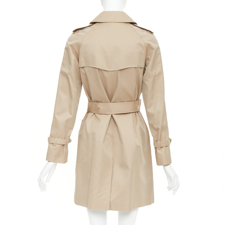MACKINTOSH beige cotton horn buttons double breasted classic trench FR32 XXS