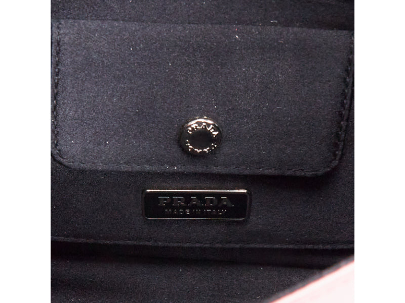 rare PRADA 2003 Vintage baby pink silk satin black grosgrain bow chain bag