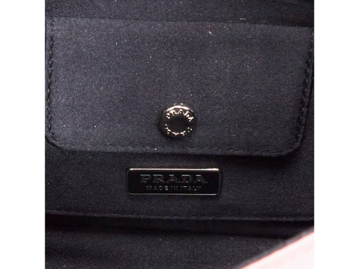 rare PRADA 2003 Vintage baby pink silk satin black grosgrain bow chain bag