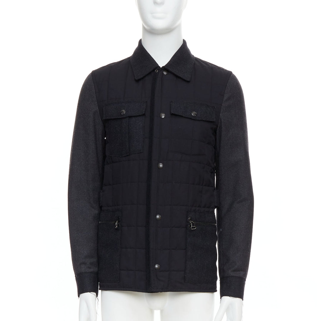 Male mannequin wearing Lanvin by Alber Elbaz Grey Wool Men Parka Jacket in Size IT44 | Available at JHROP