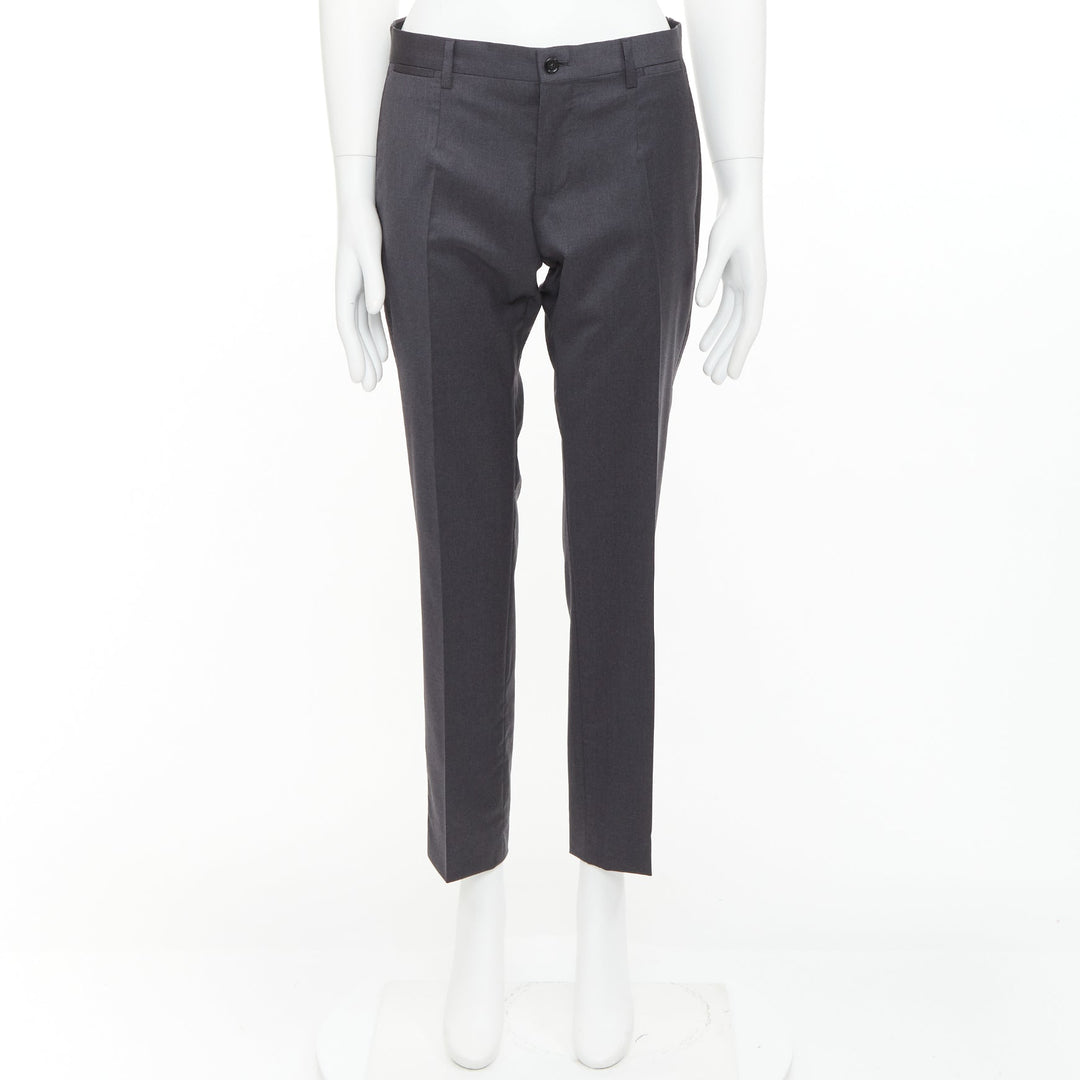 DOLCE GABBANA grey virgin wool blend mid waist cropped dress trousers IT44 XS