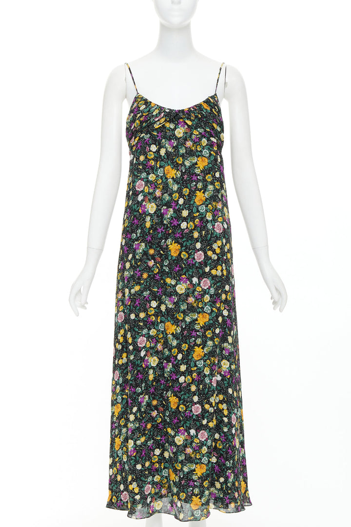CELINE Hedi Slimane yellow purple floral print viscose dress FR38 M