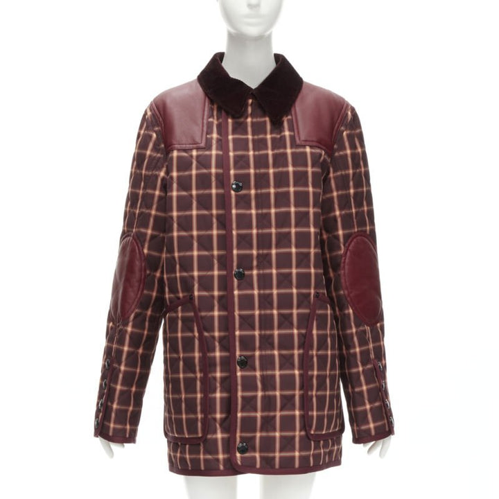 BURBERRY RICCARDO TISCI Reversible Burgundy Check leather patch jacket XS