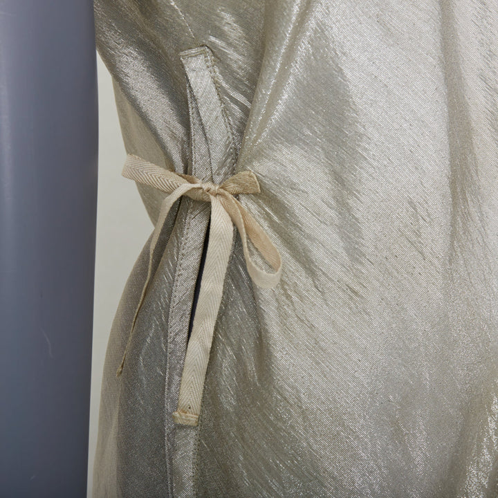 PRADA Linea Rossa Vintage silver silk blend lame scoop neck side ties top IT40 M