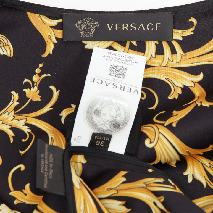 VERSACE 2019 gold Medusa buttons black barocco double breasted dress IT36 XXS