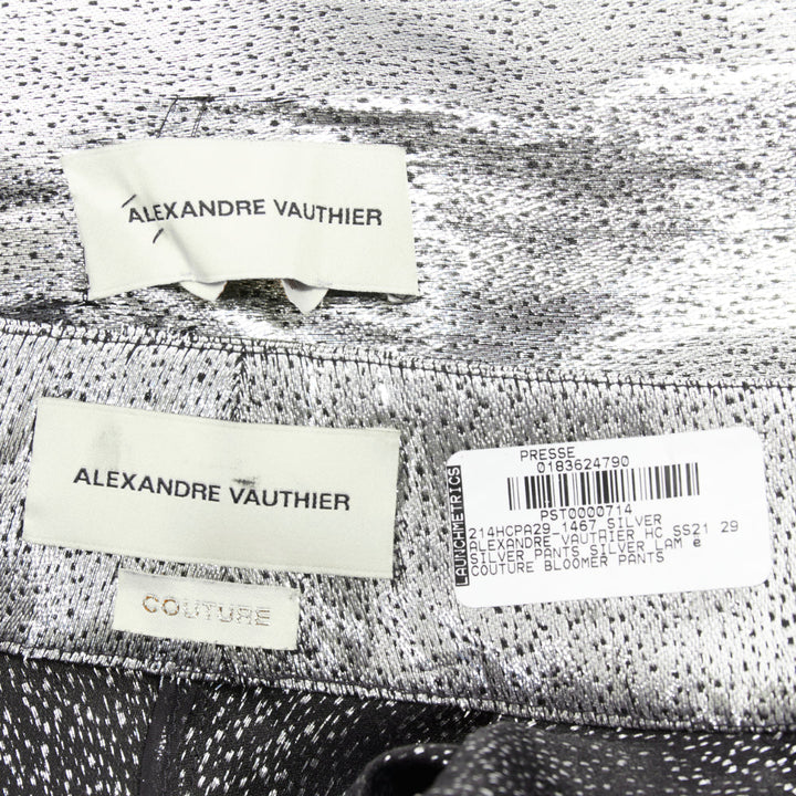ALEXANDRE VAUTHIER COUTURE SS2021 Runway silver lame halter bloomer pants set