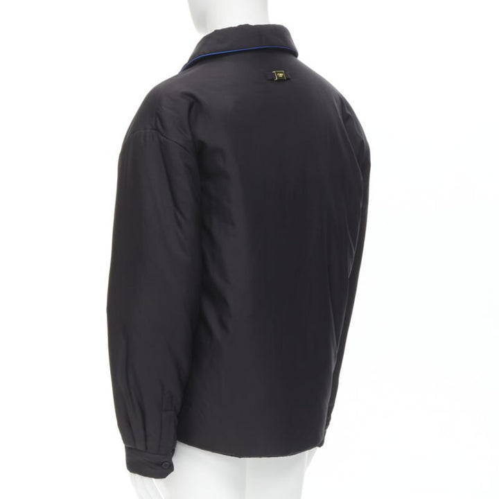 FENDI 2021 Reversible 100% silk black white logo padded jacket IT52 XL