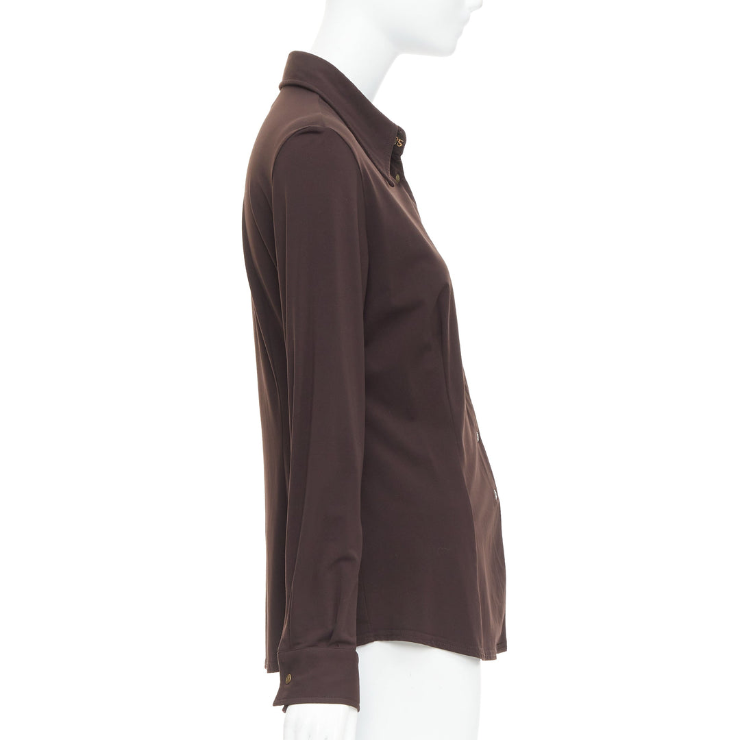 FENDI Jeans Vintage brown FF logo buttons fitted long sleeves shirt