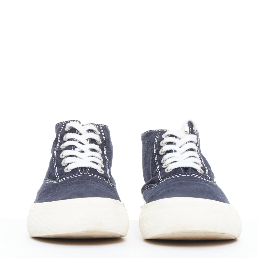 COMME DES GARCONS Homme navy canvas mid top skate sneakers EU39