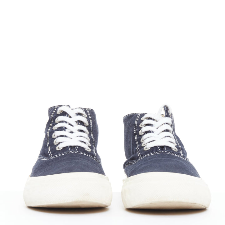 COMME DES GARCONS Homme navy canvas mid top skate sneakers EU39
