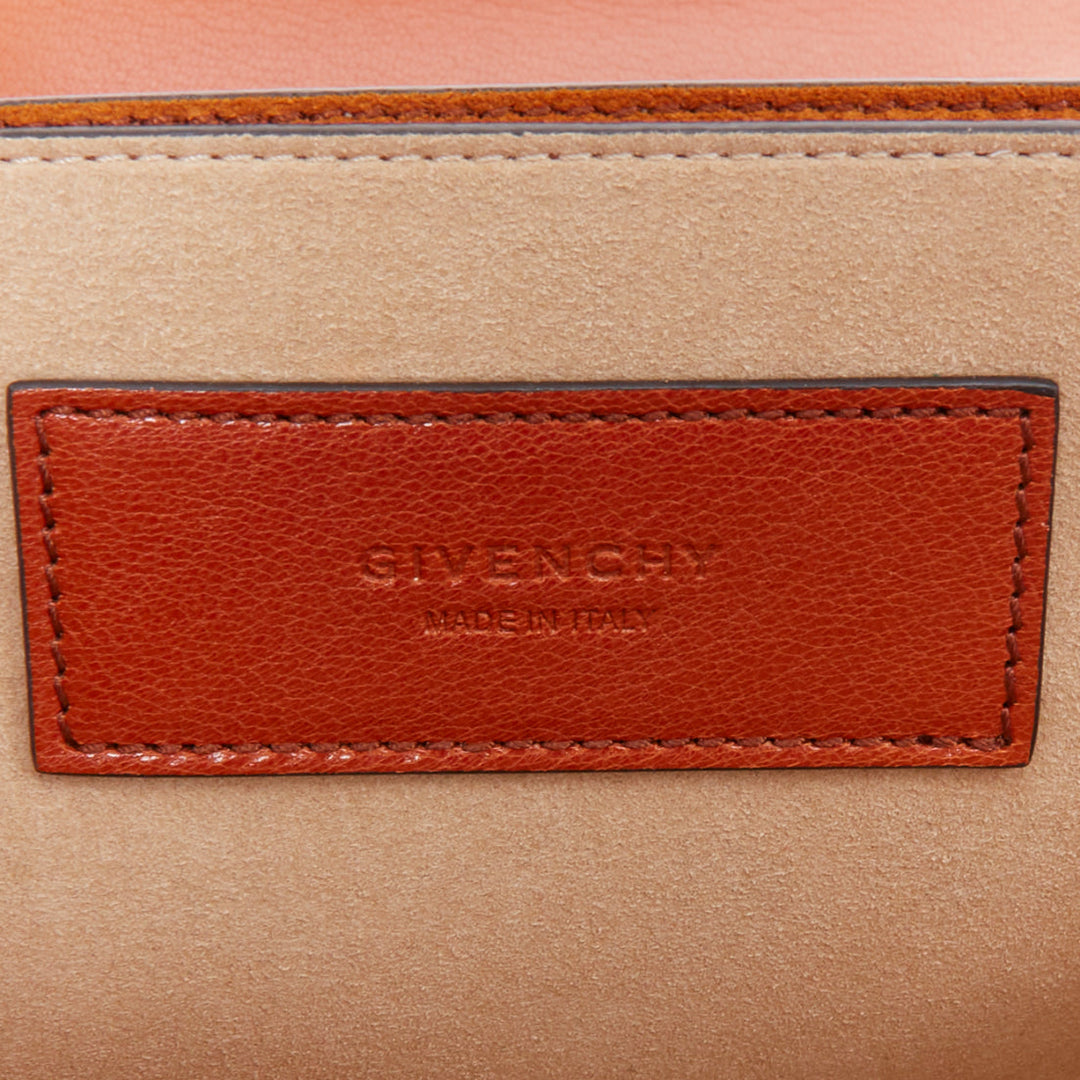 GIVENCHY GV3 Small tan brown leather suede clasp structured crossbody bag