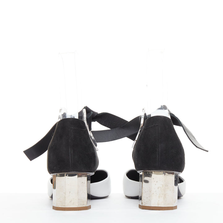 PROENZA SCHOULER 2016 bicolor black white grommet metal heels EU36