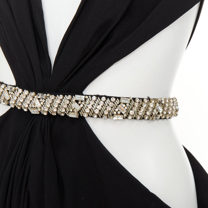 ALEXANDRE VAUTHIER COUTURE SS2023 Runway crystal belted open waist hooded dress