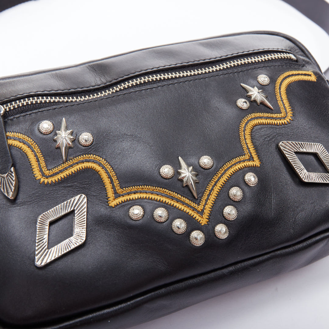 TOGA ARCHIVES Pulla black western embroidered hardware belt bag