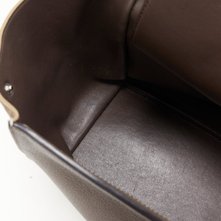 OLD CELINE Trapeze grey leather suede flap top handle flap satchel shoulder bag