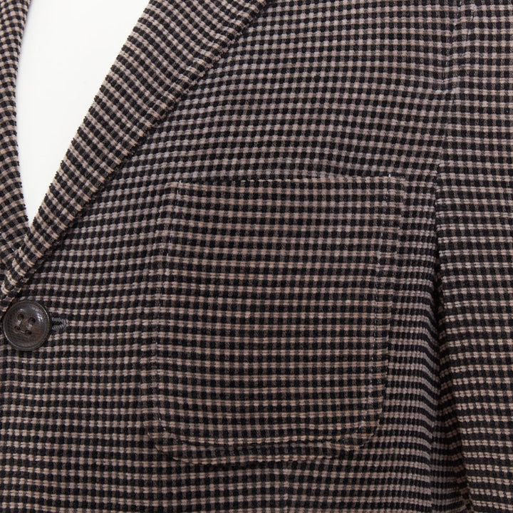 GIORGIO ARMANI brown black cotton blend micro-check 3 pockets blazer  IT46 S