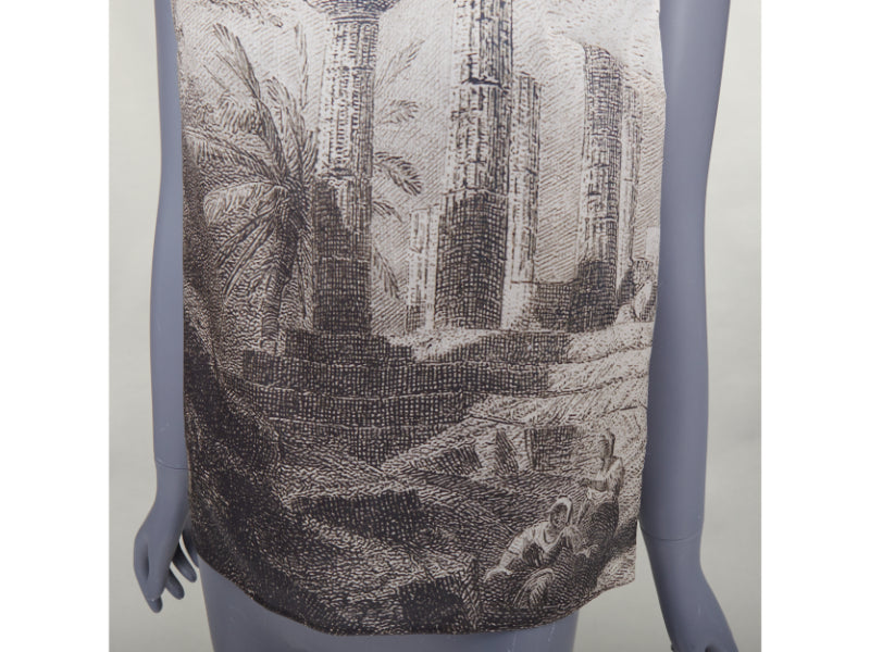 DOLCE GABBANA 2014 100% silk Greek Temple Ruins print sleeveless top IT40 S