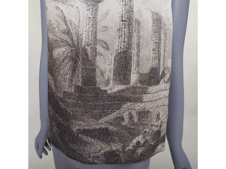 DOLCE GABBANA 2014 100% silk Greek Temple Ruins print sleeveless top IT40 S
