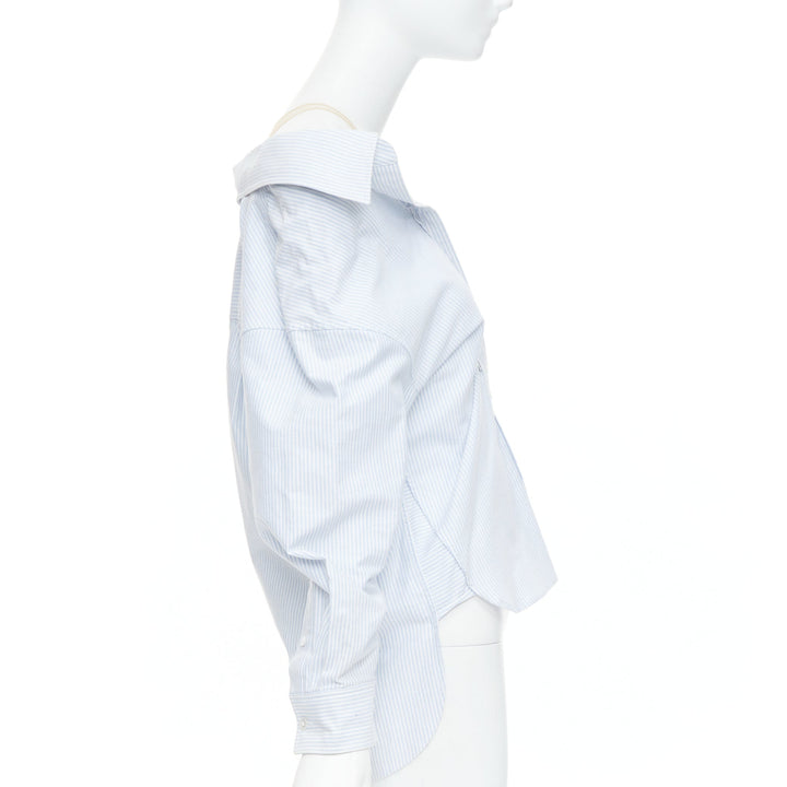 ALEXANDER WANG T blue striped Falling illusion deconstructed shirt XS