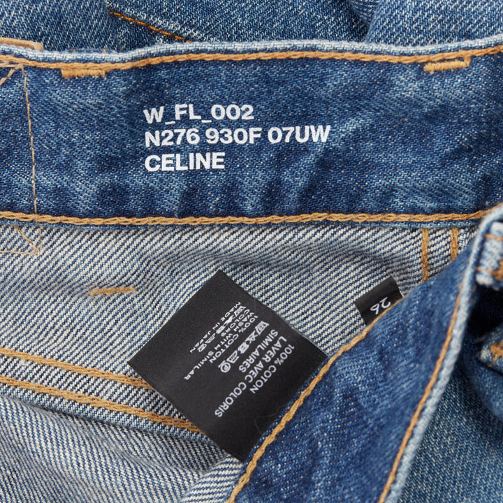 CELINE W_FL_002 N276 930F 07UW blue patch pockets front flare cropped jeans 26"