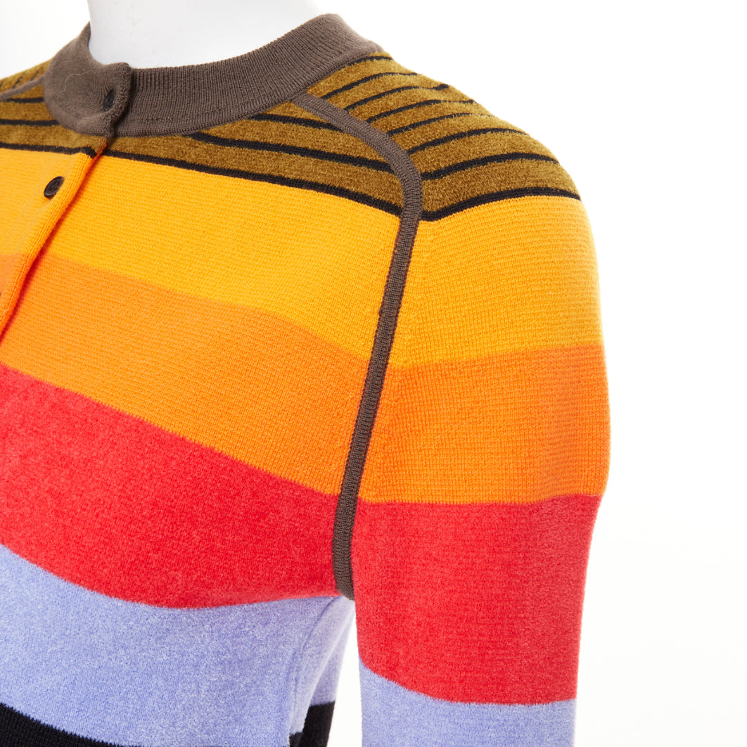 CHRISTOPHER JOHN ROGERS 014 multicolor wool blend rainbow striped cardigan XS