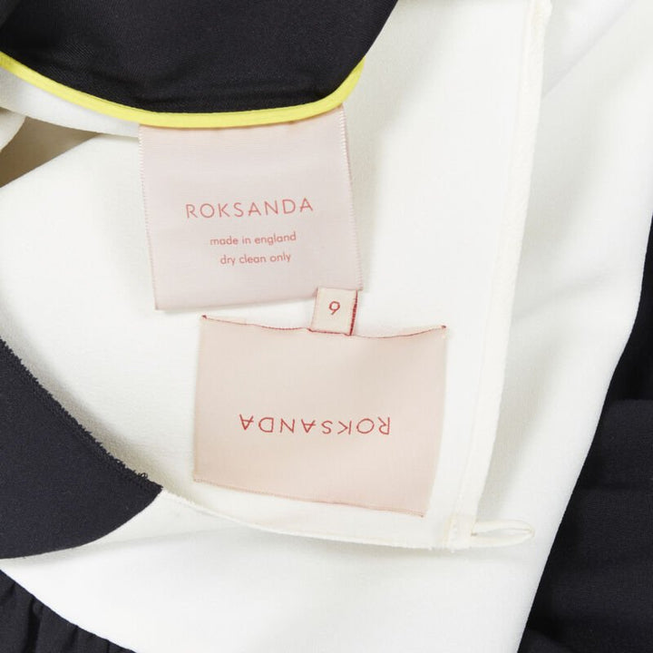 ROKSANDA black sleeveless contrast white back panel pleated skirt boxy dress UK6