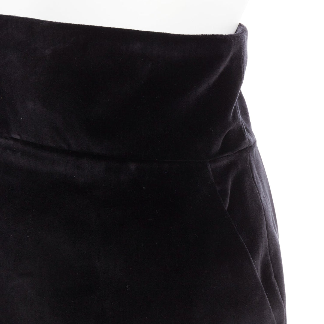 ALEXANDRE VAUTHIER black velvet high waisted duo pocket back slit pencil skirt
