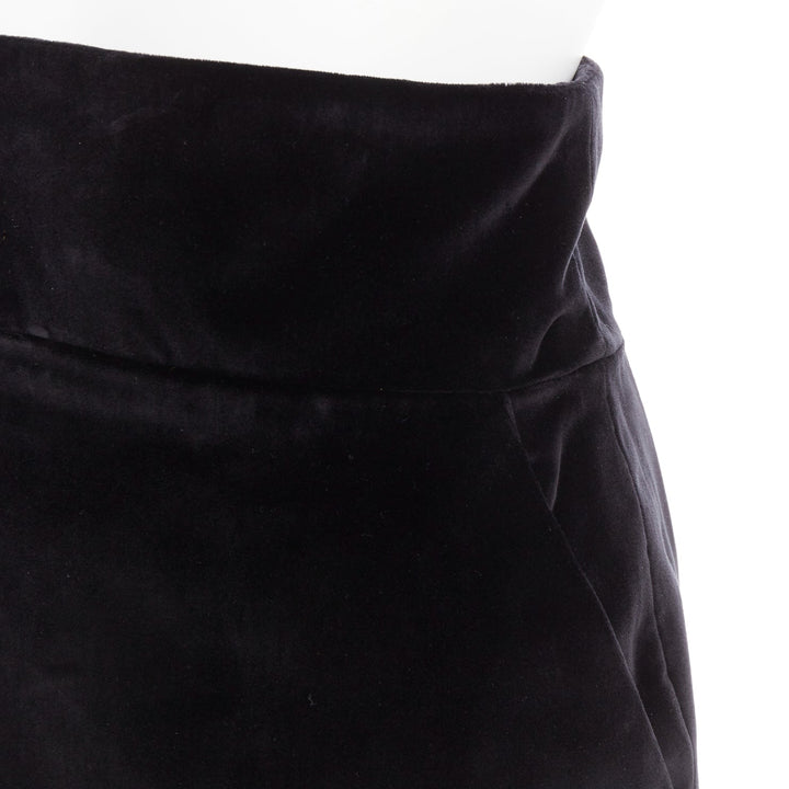 ALEXANDRE VAUTHIER black velvet high waisted duo pocket back slit pencil skirt