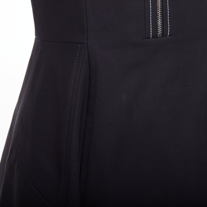 CHRISTIAN DIOR blue black cotton half zip A-line silk dress FR34 XS Elle Fanning