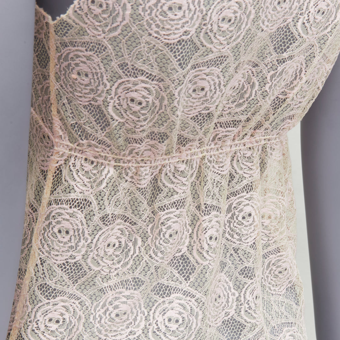 rare CHANEL 04C Vintage CC Byzantine Gripoix applique Camellia lace top FR38 M