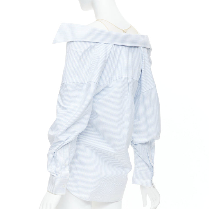 ALEXANDER WANG T blue striped Falling illusion deconstructed shirt XS