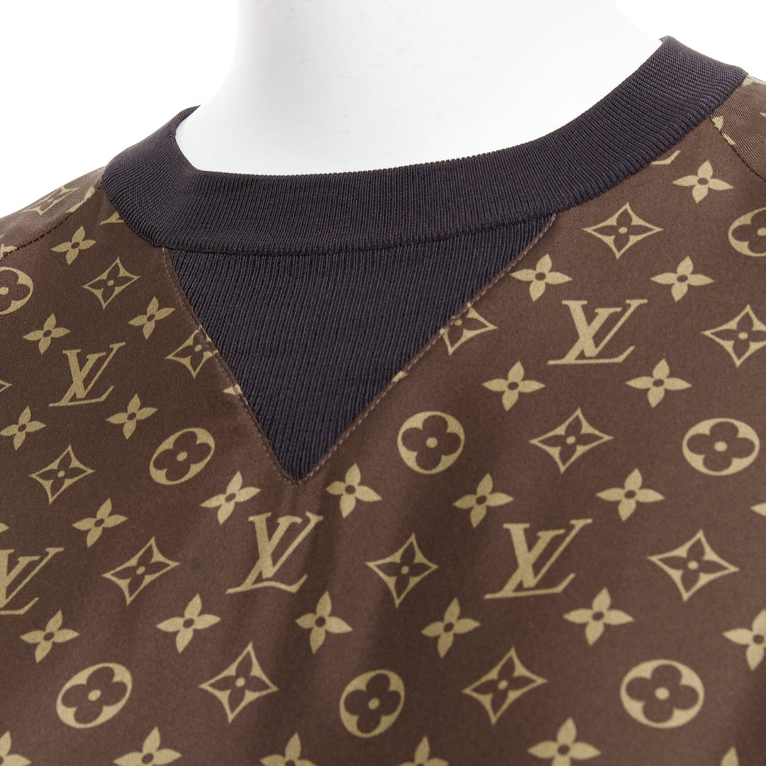LOUIS VUITTON brown 100% silk LV monogram pullover sweater Nicki Minaj