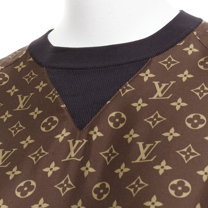 LOUIS VUITTON brown 100% silk LV monogram pullover sweater Nicki Minaj