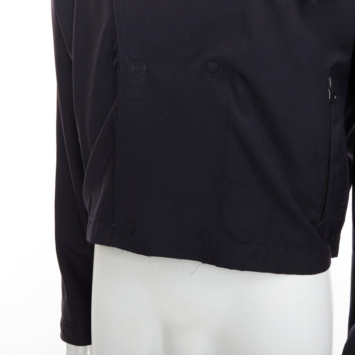 LANVIN navy wool trench coat inspired interfaced bomber jacket FR48 M