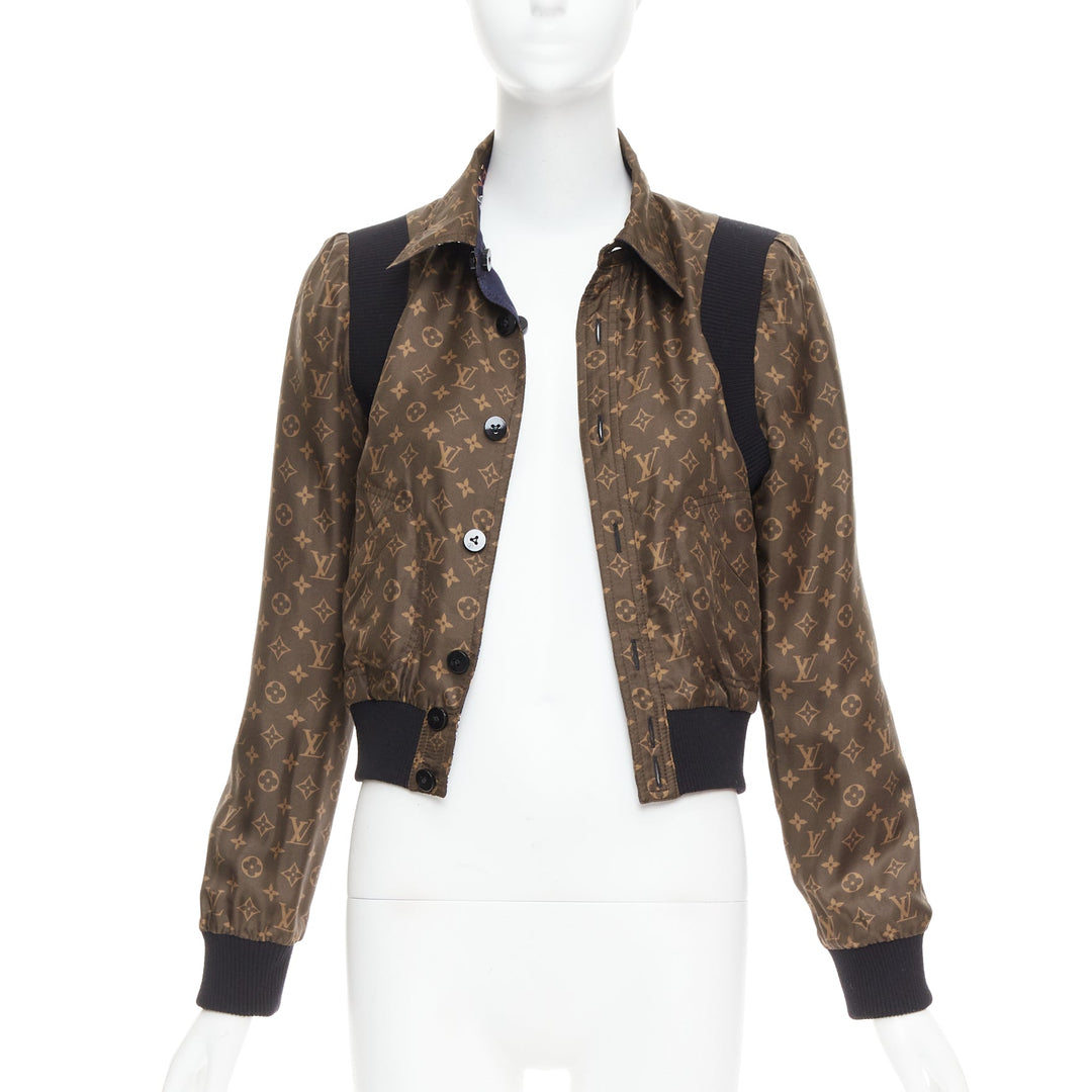 LOUIS VUITTON 2021 Reversible LV monogram cropped bomber jacket FR36 S