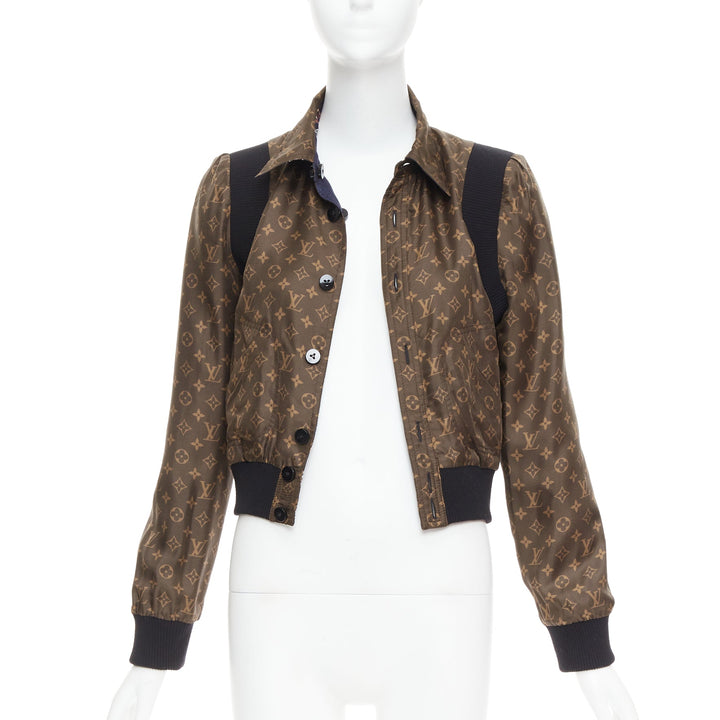 LOUIS VUITTON 2021 Reversible LV monogram cropped bomber jacket FR36 S