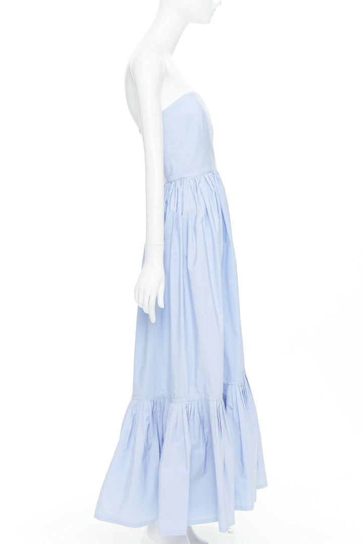 SALVATORE FERRAGAMO Runway light blue strapless bodice long dress IT38 XS