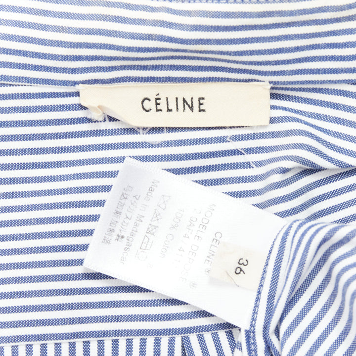 OLD CELINE Phoebe Philo 2015 Runway crochet detail blue striped shirt FR36 S